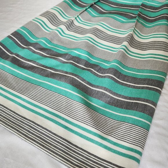 Calvin Klein Size 4 Striped Sheath Dress - Green Gray White + Gold Belt - Picture 6 of 13